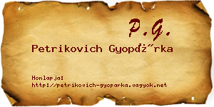 Petrikovich Gyopárka névjegykártya
